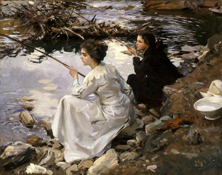 John Singer Sargent Two Girls Fishing oil painting image